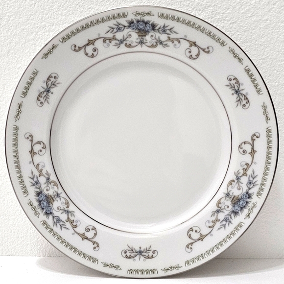 Diane by Fine China of Japan Blue Flower Scrolls - Bread & Butter Plate Set of 9 - Picture 1 of 10
